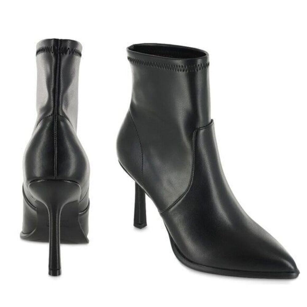 MIA Women's Pointed Toe Stretchy Faux Leather Stiletto Boots Party Black Size 9